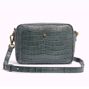 Madewell Transport Camera Bag in Croc Embossed Smoky Spruce